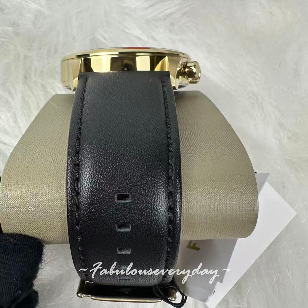 FOSSIL Men's Flynn Chronograph Black Leather Watch 48mm Black/Gold BQ2823 NWT - Picture 6 of 7